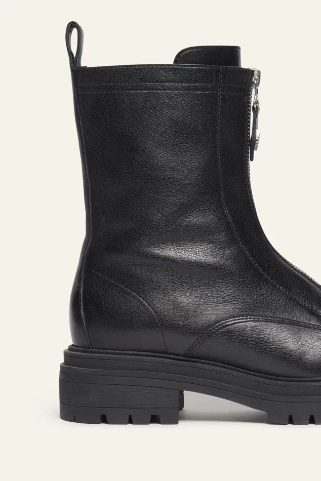 FrontZipper Boots Carl Black Women Baandsh Shoes
