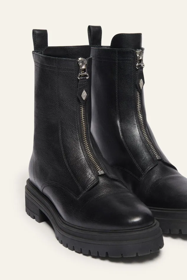 FrontZipper Boots Carl Black Women Baandsh Shoes