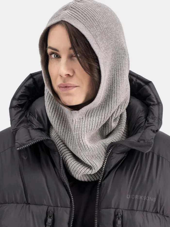 Galia Hood Grey Melange WomenMen Didriksons Gloves and Scarves