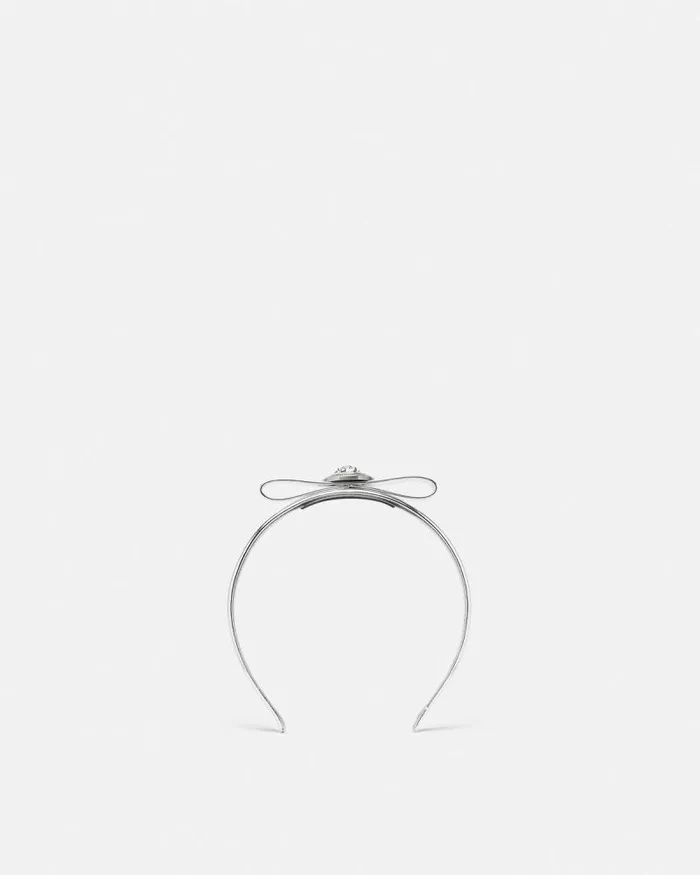 Gianni Ribbon Metallic Headband Silver Women Versace Hair Accessories