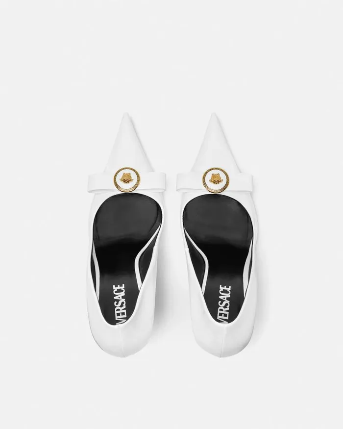 Gianni Ribbon Patent Pumps 110 Mm White Women Versace Pumps and Slingbacks
