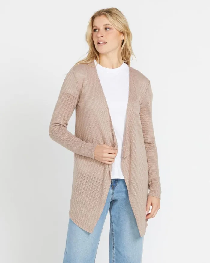 Go Go Wrap Cardigan 8211 Stone Womens Volcom Sweaters and Cardigans