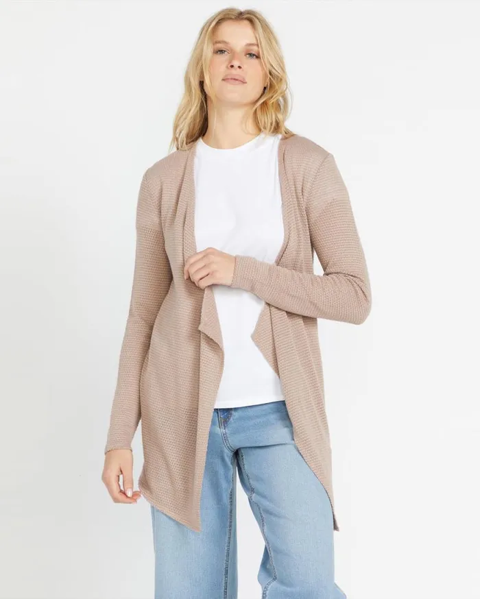 Go Go Wrap Cardigan 8211 Stone Womens Volcom Sweaters and Cardigans