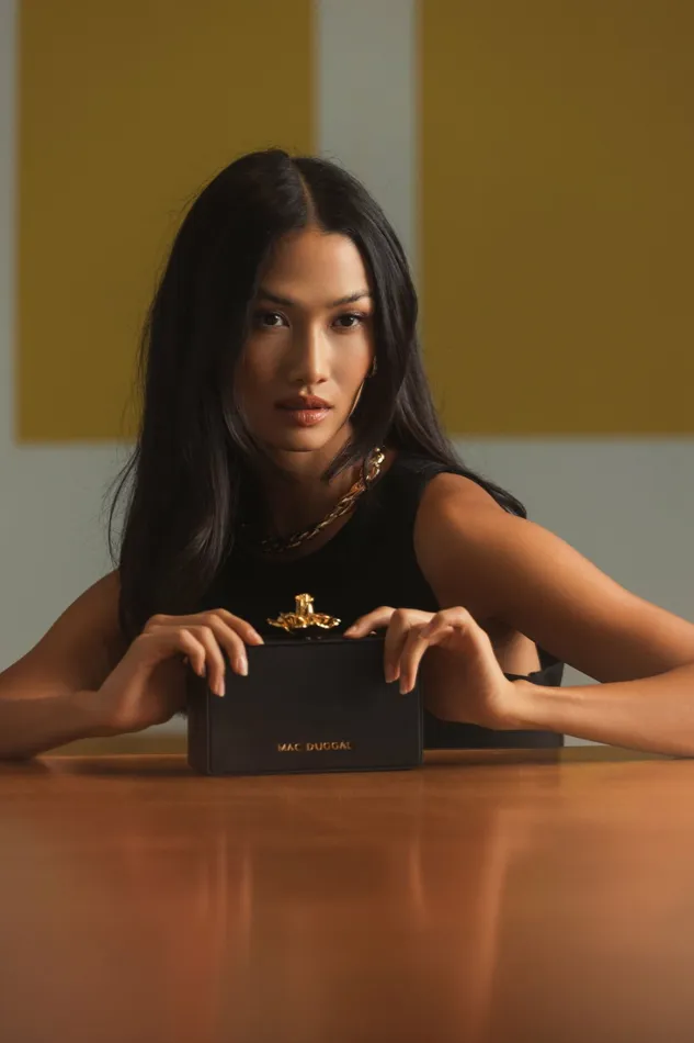 Gold Rose Mini Black Nappa Leather Box Clutch Black Clutches Mac Duggal Women