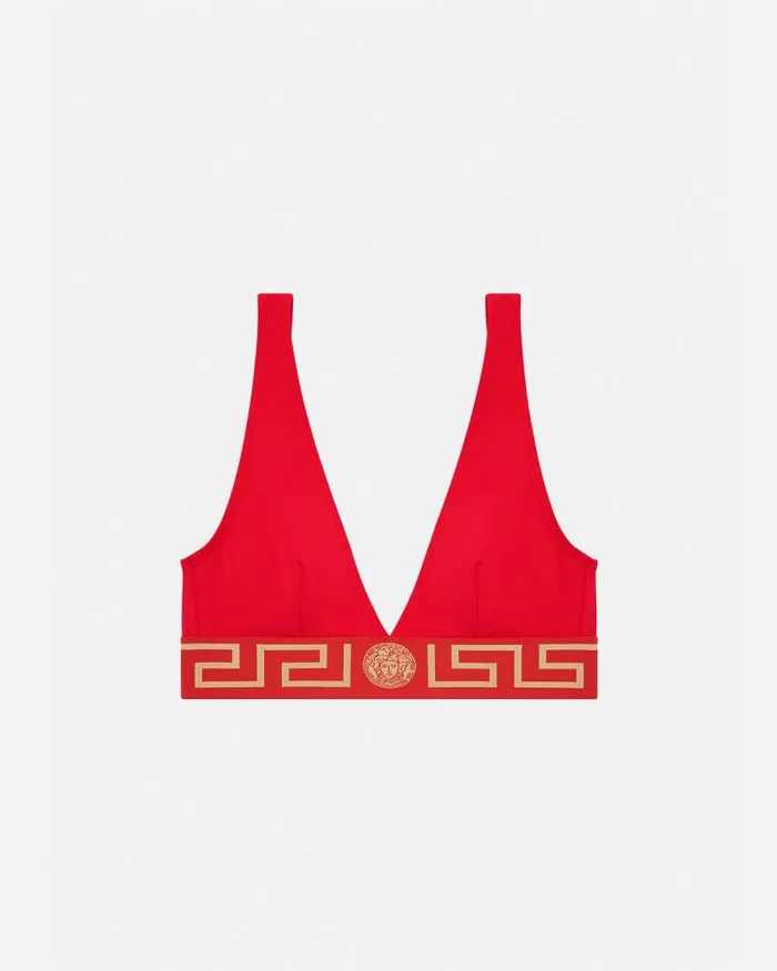 Greca Border Bikini Top Red Women Versace Swimwear