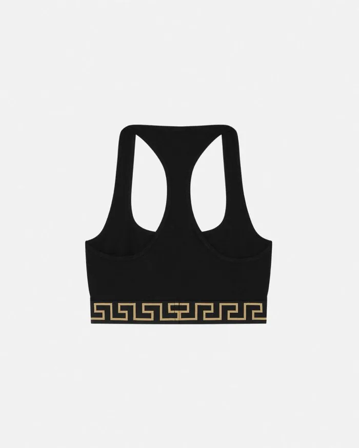 Greca Border Scoop Bralette Black Women Versace Bras and Briefs