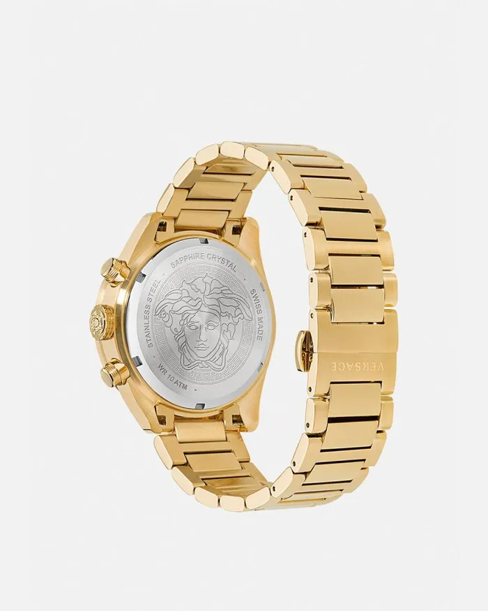 Greca Dome Chrono Watch Blackgold Men Versace Watches