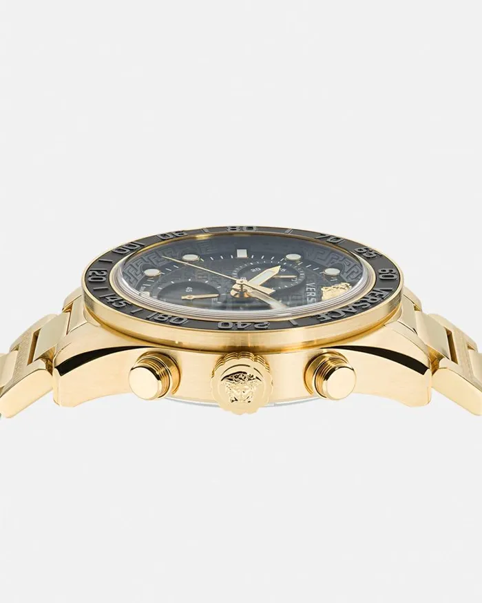 Greca Dome Chrono Watch Blackgold Men Versace Watches