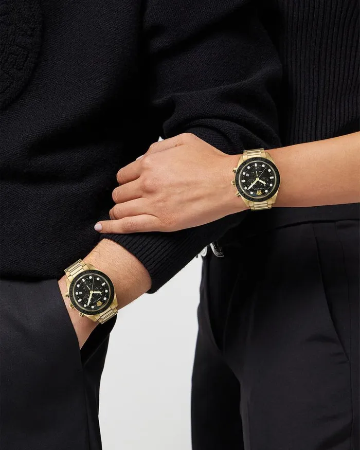 Greca Dome Chrono Watch Blackgold Men Versace Watches