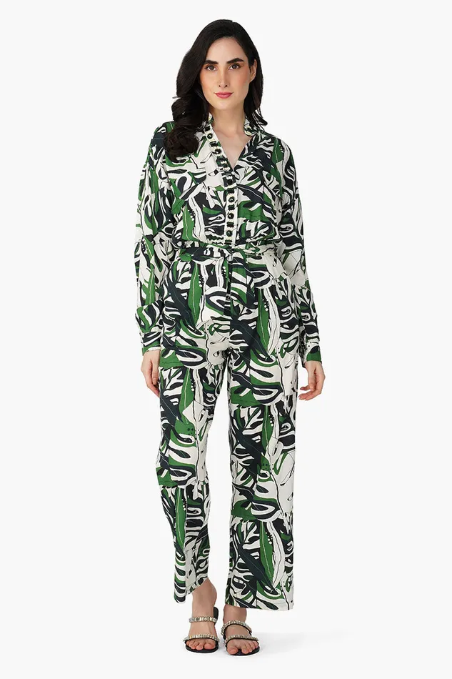 Green Birch Tropical Printed Jumpsuit Women Jumpsuits America and Beyond