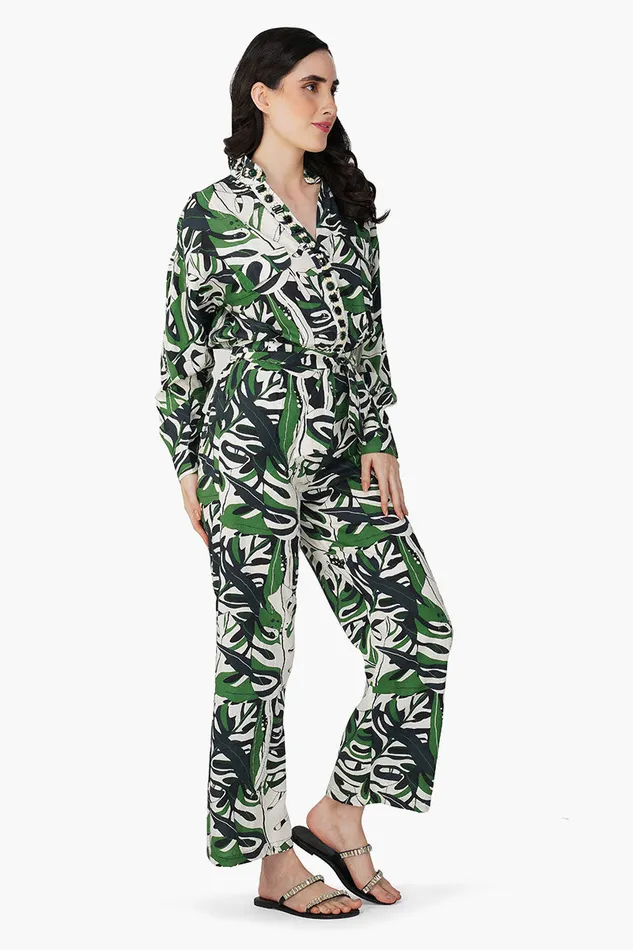 Green Birch Tropical Printed Jumpsuit Women Jumpsuits America and Beyond
