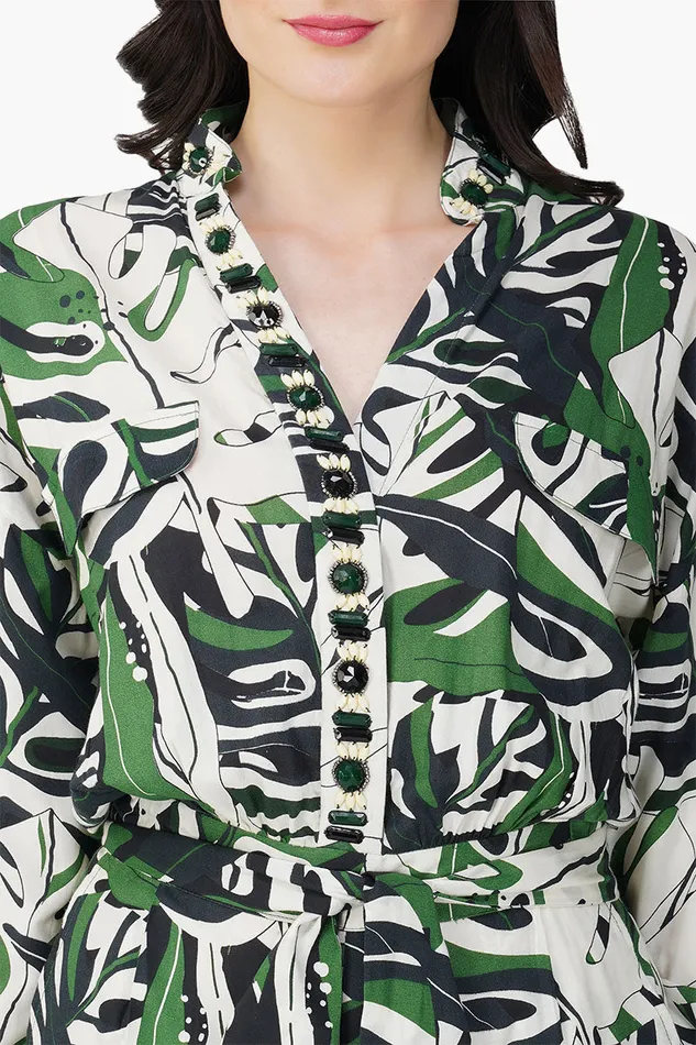 Green Birch Tropical Printed Jumpsuit Women Jumpsuits America and Beyond