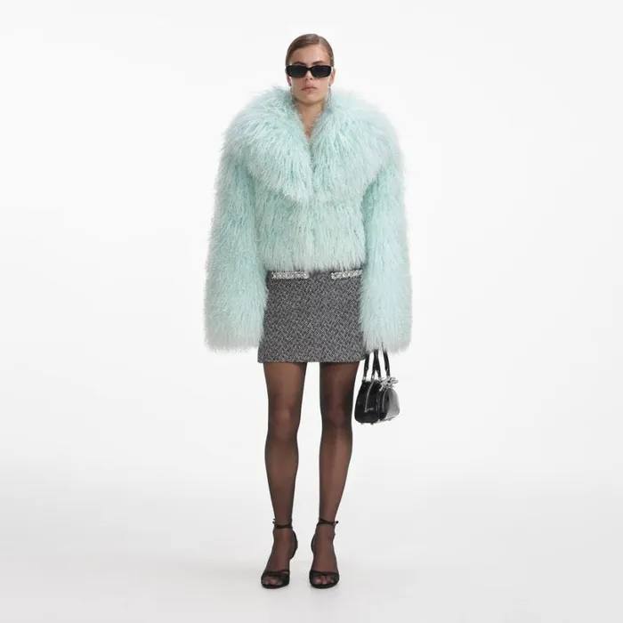 Green Shearling Jacket Women Self Portrait Outerwear Green Shearling Jacket Women Self Portrait Outerwear