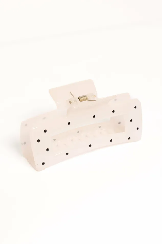 Hair Accessories Women Avah Hair Clip White Polka Dot Petal and Pup