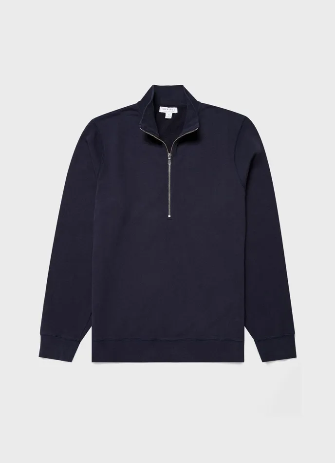 Half Zip Loopback Sweatshirt Navy Men SUNSPEL Sweatshirts and Sweatpants