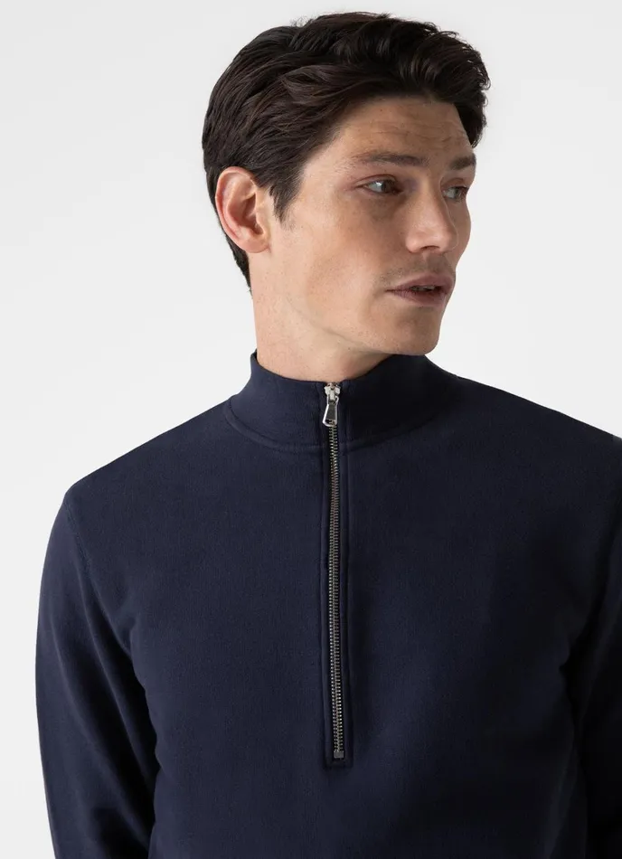 Half Zip Loopback Sweatshirt Navy Men SUNSPEL Sweatshirts and Sweatpants
