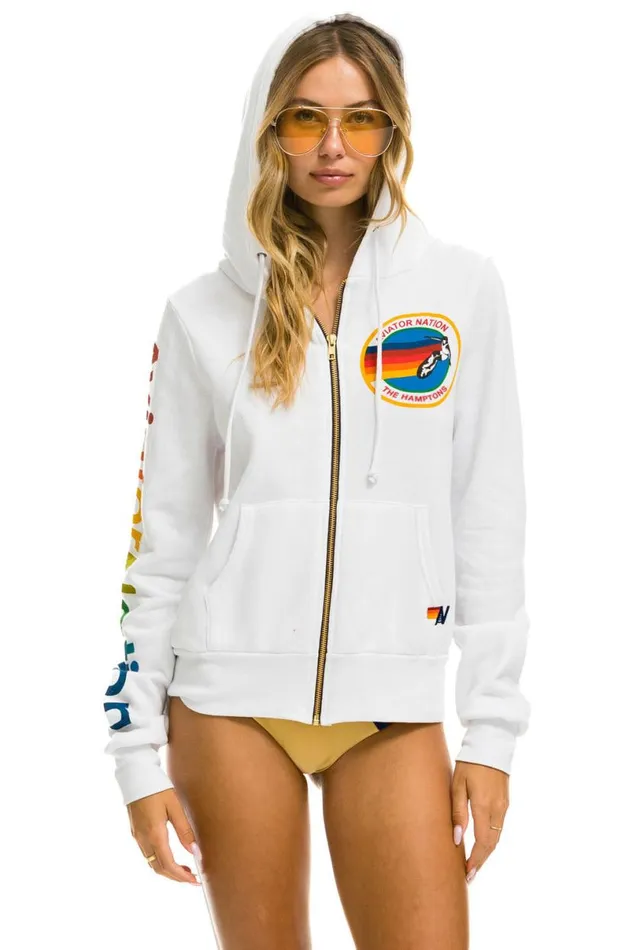 Hamptons Hoodie 8211 White WomenMen Aviator Nation Hoodies