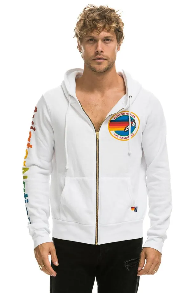 Hamptons Hoodie 8211 White WomenMen Aviator Nation Hoodies