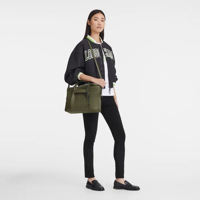 Handbags Women Longchamp 3D L Handbag Khaki Longchamp