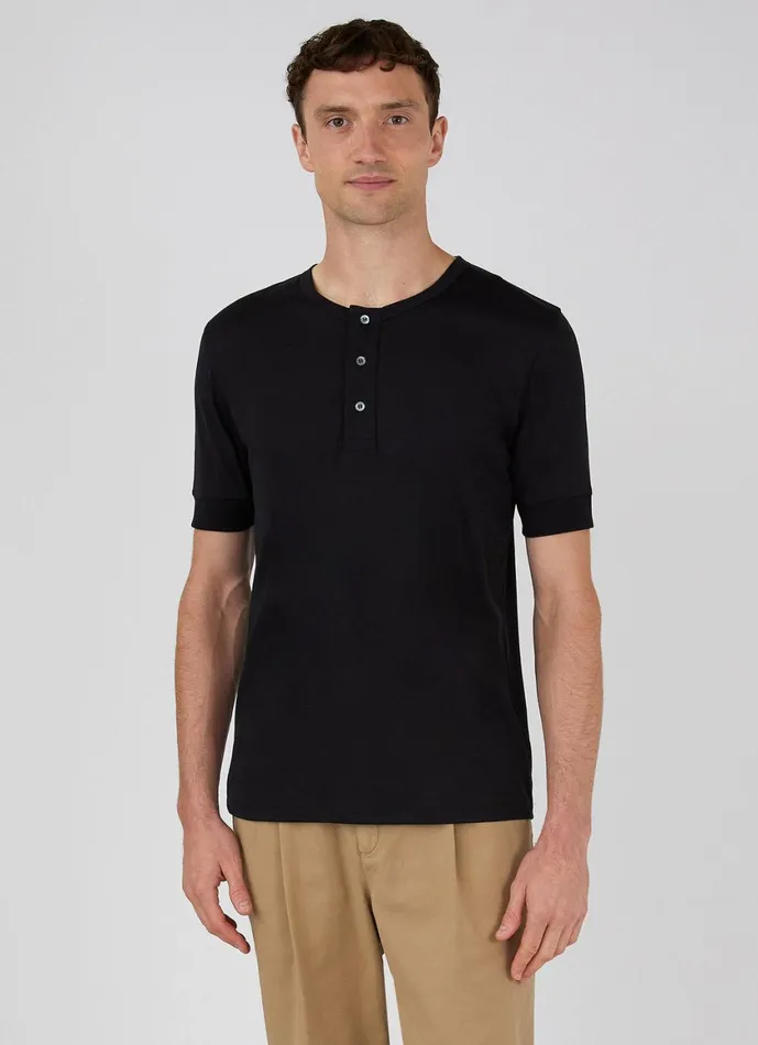 Henley Tshirt Black Men SUNSPEL Tshirts