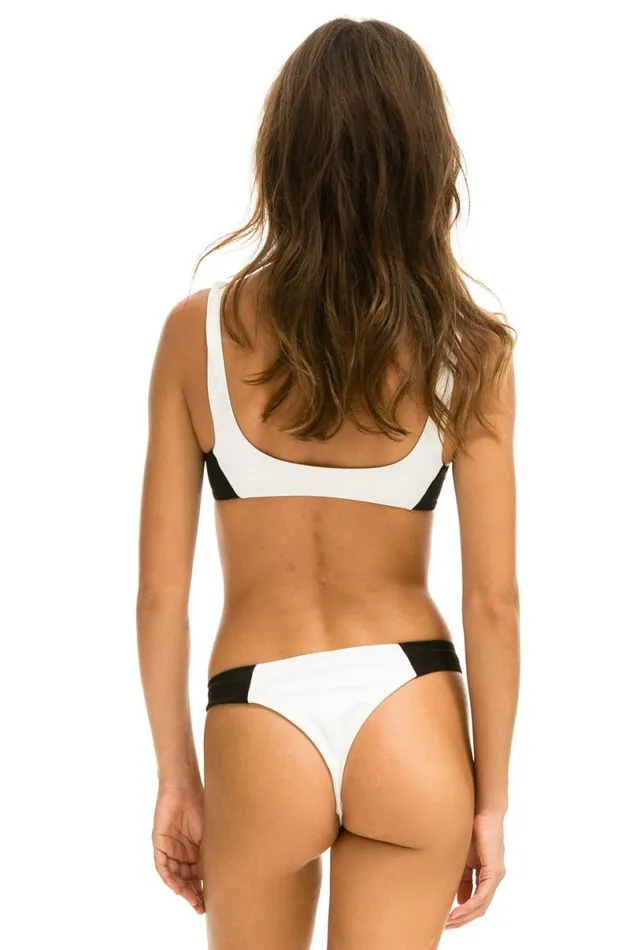 HiCut Color Block Cheeky Bikini Bottoms 8211 Vintage White Black Women Aviator Nation Swim Bottoms