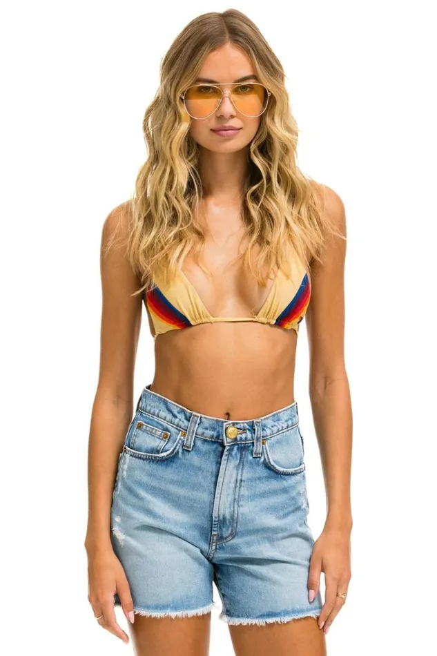 Hi Rise Skater Cutoff Rainbow Back Pocket 8211 Super Light WomenMen Aviator Nation Denim