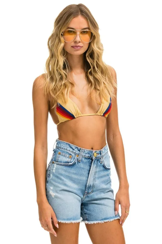 Hi Rise Skater Cutoff Rainbow Back Pocket 8211 Super Light WomenMen Aviator Nation Denim