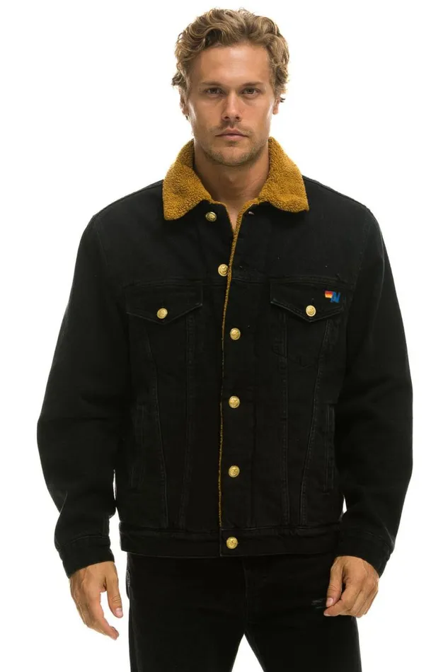 High On Life Ranch Sherpa Denim Jacket 8211 Vintage Black WomenMen Aviator Nation Denim