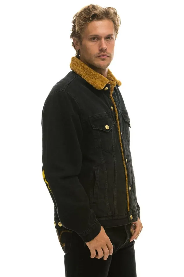 High On Life Ranch Sherpa Denim Jacket 8211 Vintage Black WomenMen Aviator Nation Denim