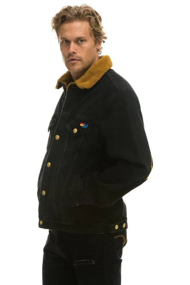 High On Life Ranch Sherpa Denim Jacket 8211 Vintage Black WomenMen Aviator Nation Denim