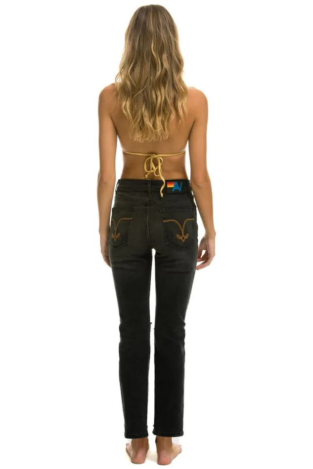 High Rise Slim Boot Jean 8211 Vintage Black WomenMen Aviator Nation Denim