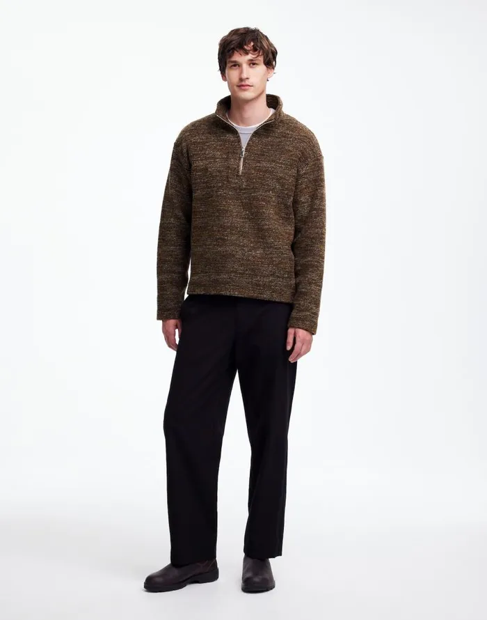 Hoodies and Sweatshirts Men Madewell Boucl QuarterZip Pullover Brown