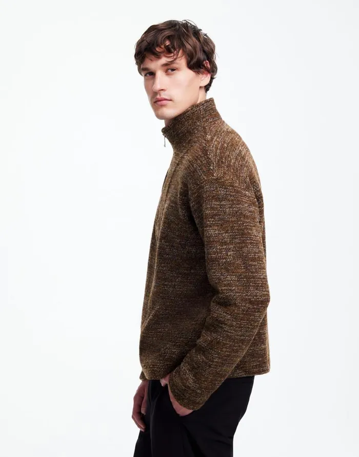Hoodies and Sweatshirts Men Madewell Boucl QuarterZip Pullover Brown