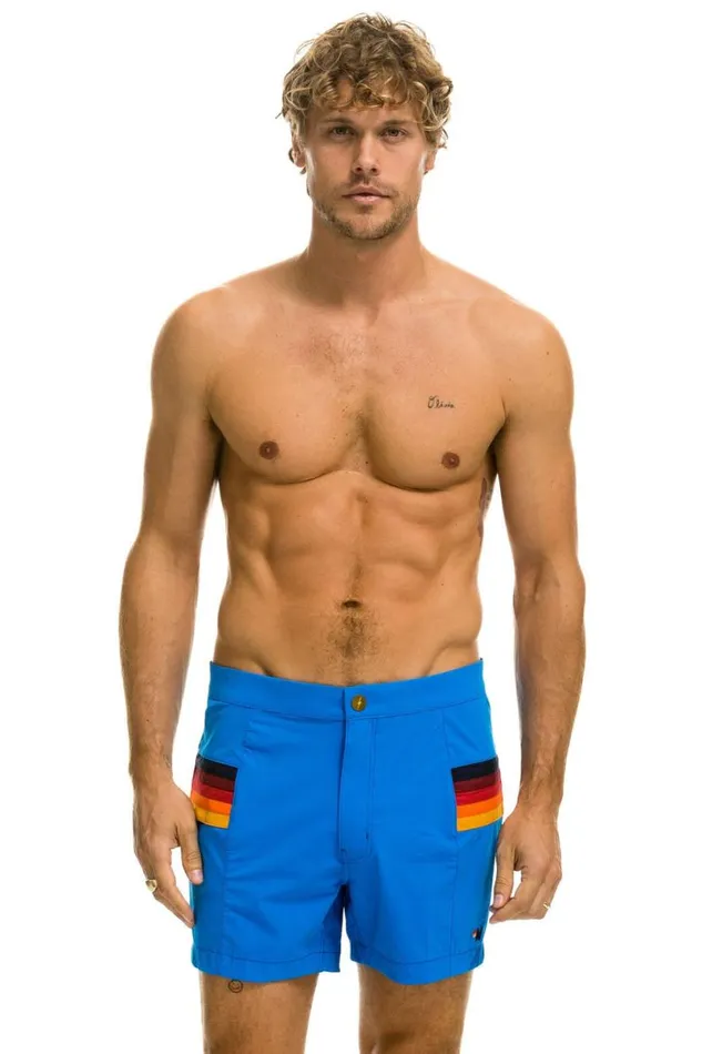 Horizontal 5 Stripe Flex Shorts 8211 Parrot Blue Men Aviator Nation Shorts