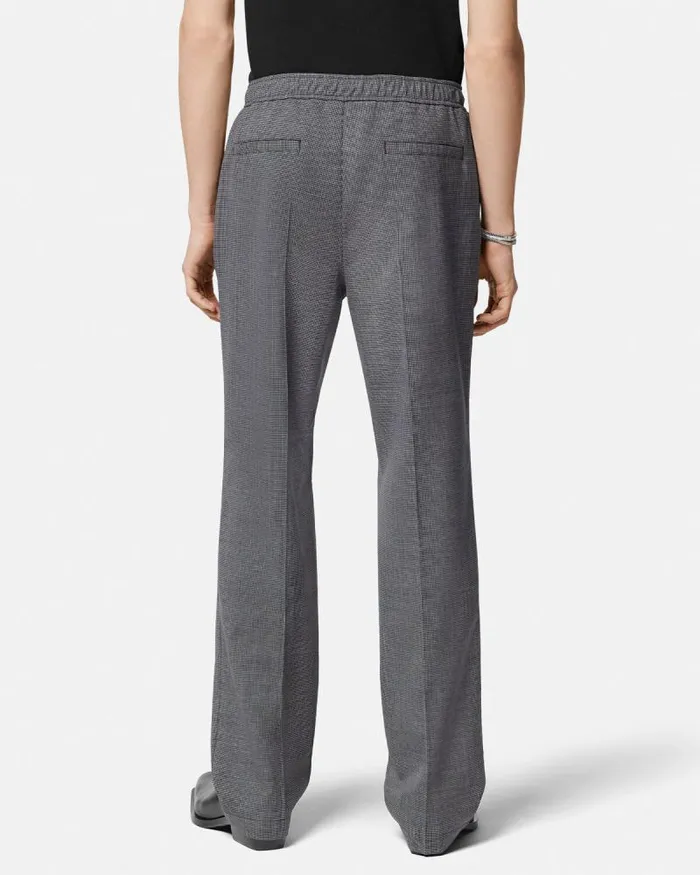 Houndstooth Wool Pants Gray Men Versace Blazers and Suits