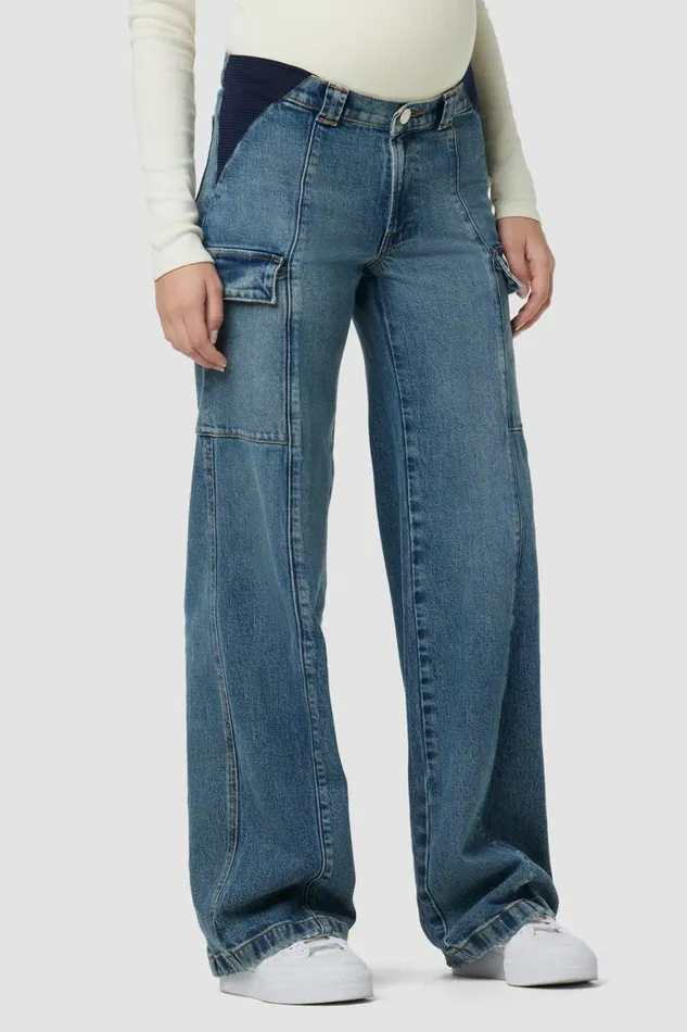 Hudson Jeans Cargo Utility Wide Leg Cargo Maternity Pant Deep Indigo 8211 Women
