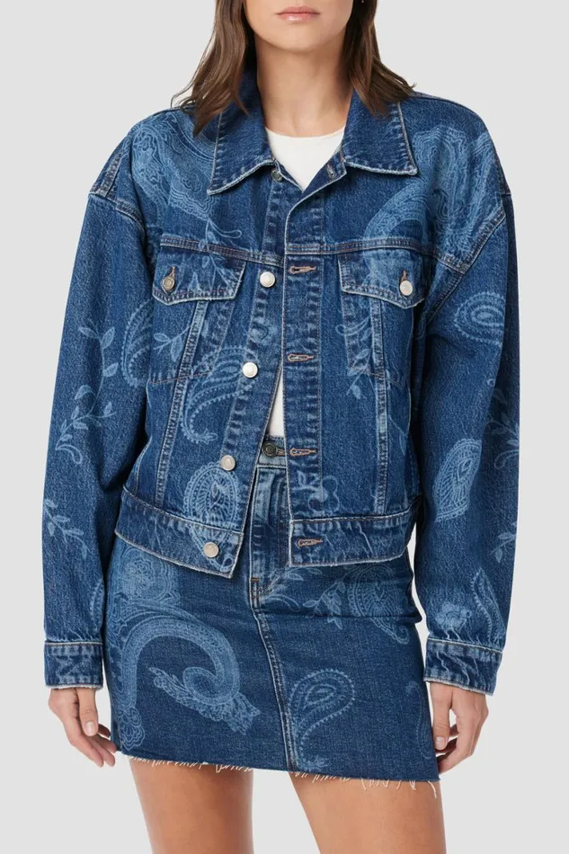 Hudson Jeans Jackets and Outerwear Brea Swing Trucker Jacket Laser Paisley 8211 Women