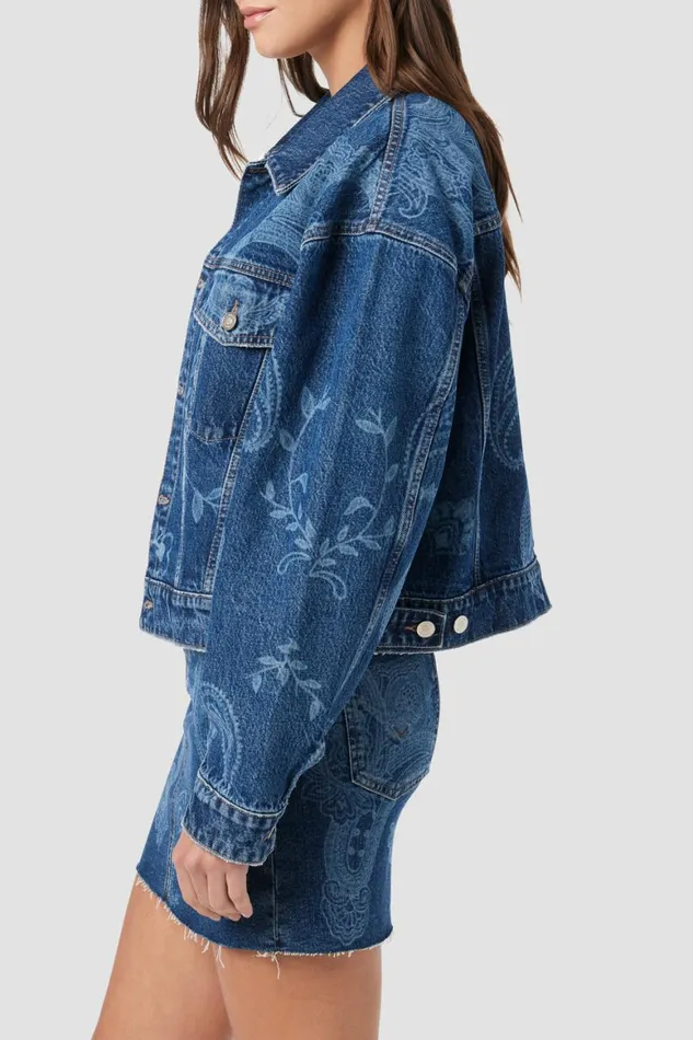 Hudson Jeans Jackets and Outerwear Brea Swing Trucker Jacket Laser Paisley 8211 Women