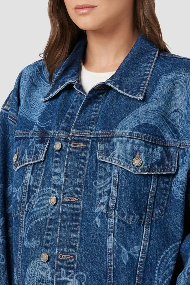 Hudson Jeans Jackets and Outerwear Brea Swing Trucker Jacket Laser Paisley 8211 Women