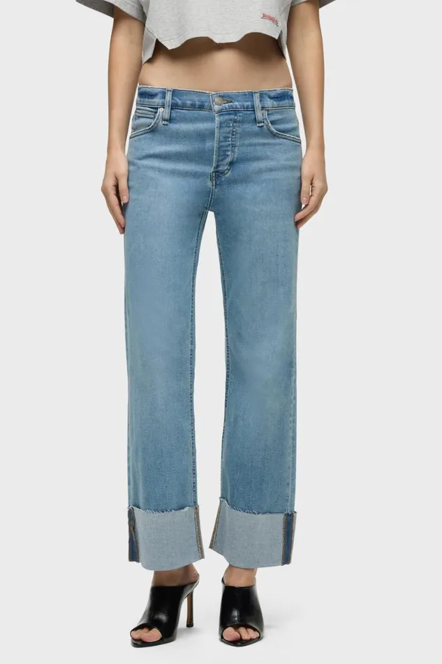 Hudson Jeans Petite Inseams Rosie MidRise Wide Leg Petite Jean W Cuff Oak 8211 Women