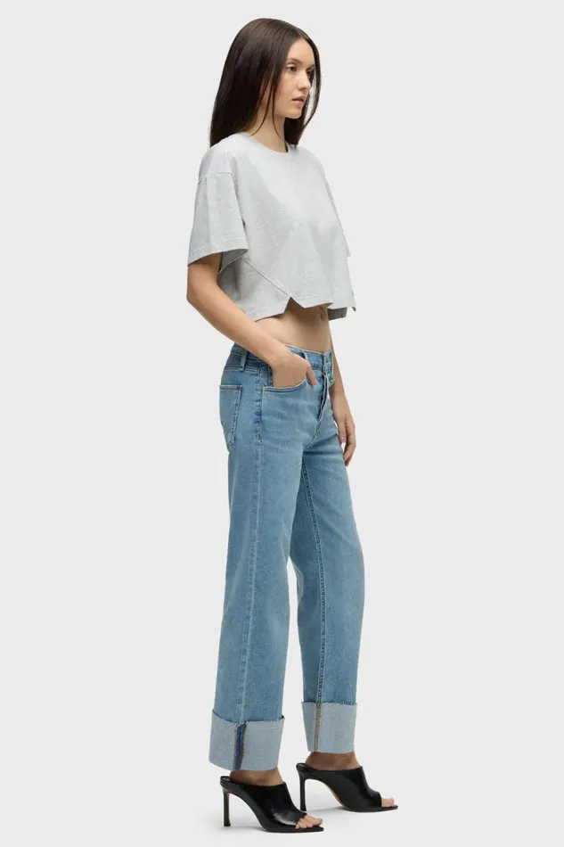 Hudson Jeans Petite Inseams Rosie MidRise Wide Leg Petite Jean W Cuff Oak 8211 Women
