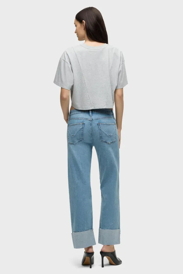 Hudson Jeans Petite Inseams Rosie MidRise Wide Leg Petite Jean W Cuff Oak 8211 Women