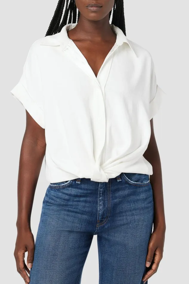 Hudson Jeans Tops and Sweaters Knotted Button Down Shirt White 8211 Women