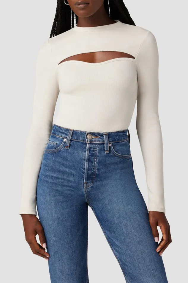 Hudson Jeans Tops and Sweaters Sweetheart Cut Out Bodysuit Moonbeam 8211 Women