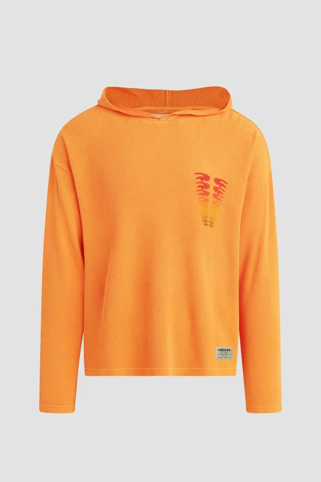 Hudson Jeans Tops and Sweaters Thermal Hoodie Orange Citrus 8211 Men