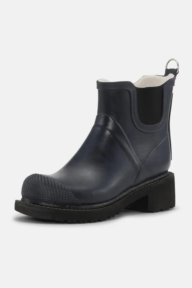 Ilse Jacobsen Short Rubber Boots With High Heel 8211 Dark Indigo Women Rainboots Short