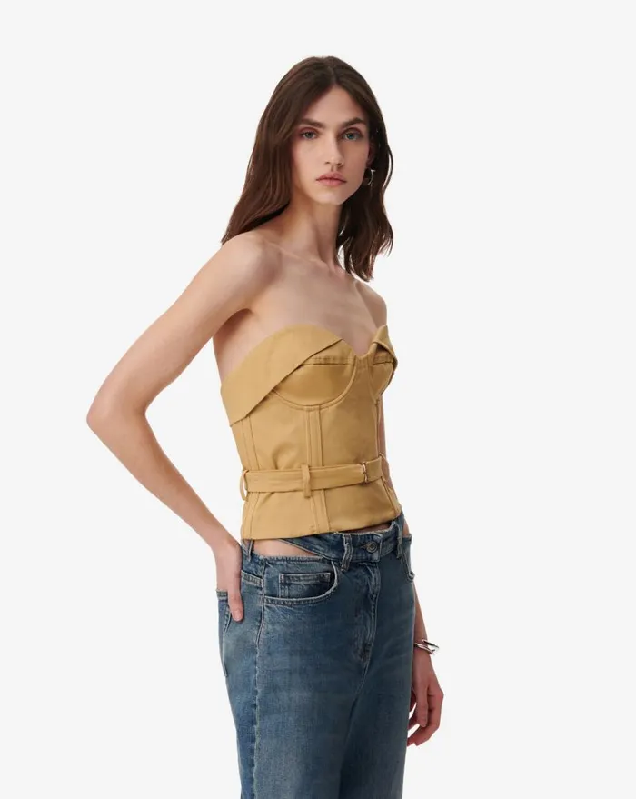 IRO ADIM BELTED BUSTIER TOP Beige Women Tops and Shirts