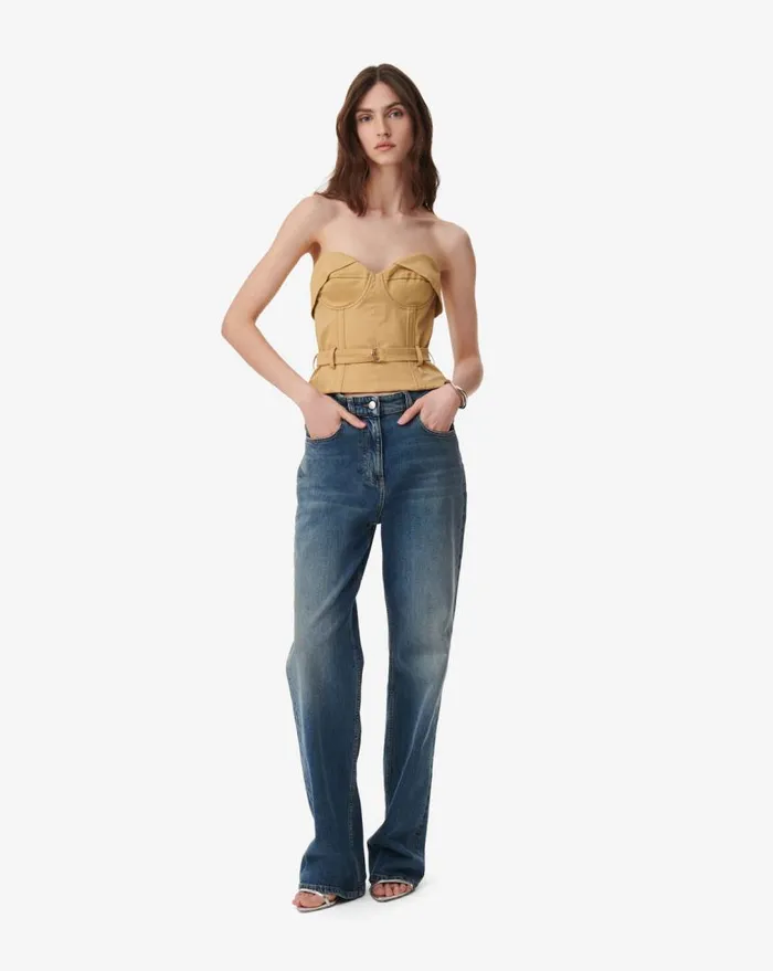 IRO ADIM BELTED BUSTIER TOP Beige Women Tops and Shirts