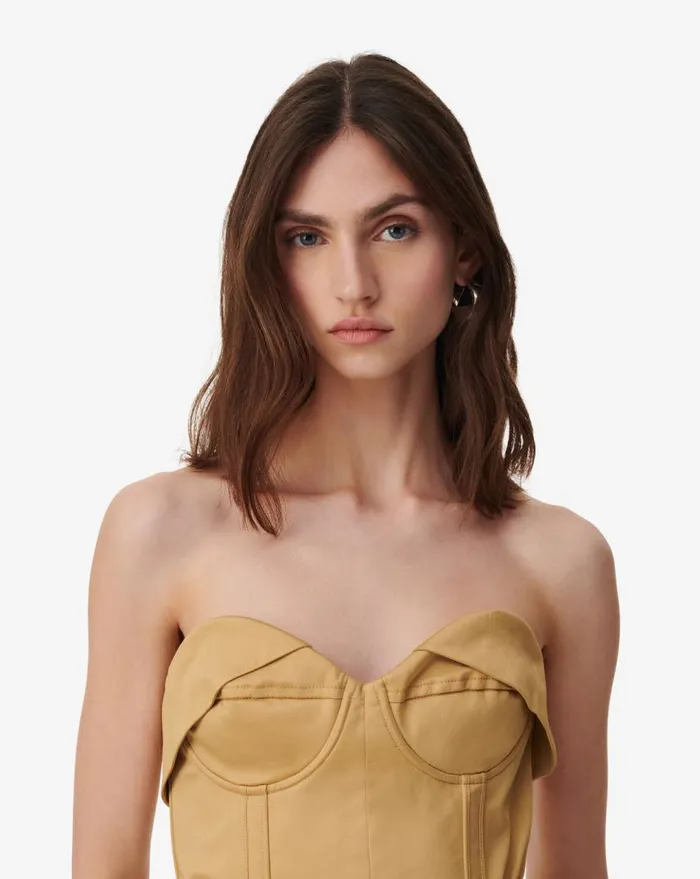 IRO ADIM BELTED BUSTIER TOP Beige Women Tops and Shirts
