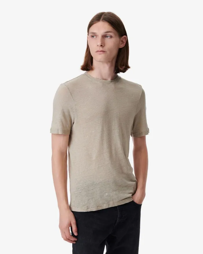 IRO ARESO ROUNDNECK LINEN TSHIRT Taupe Men Tshirts